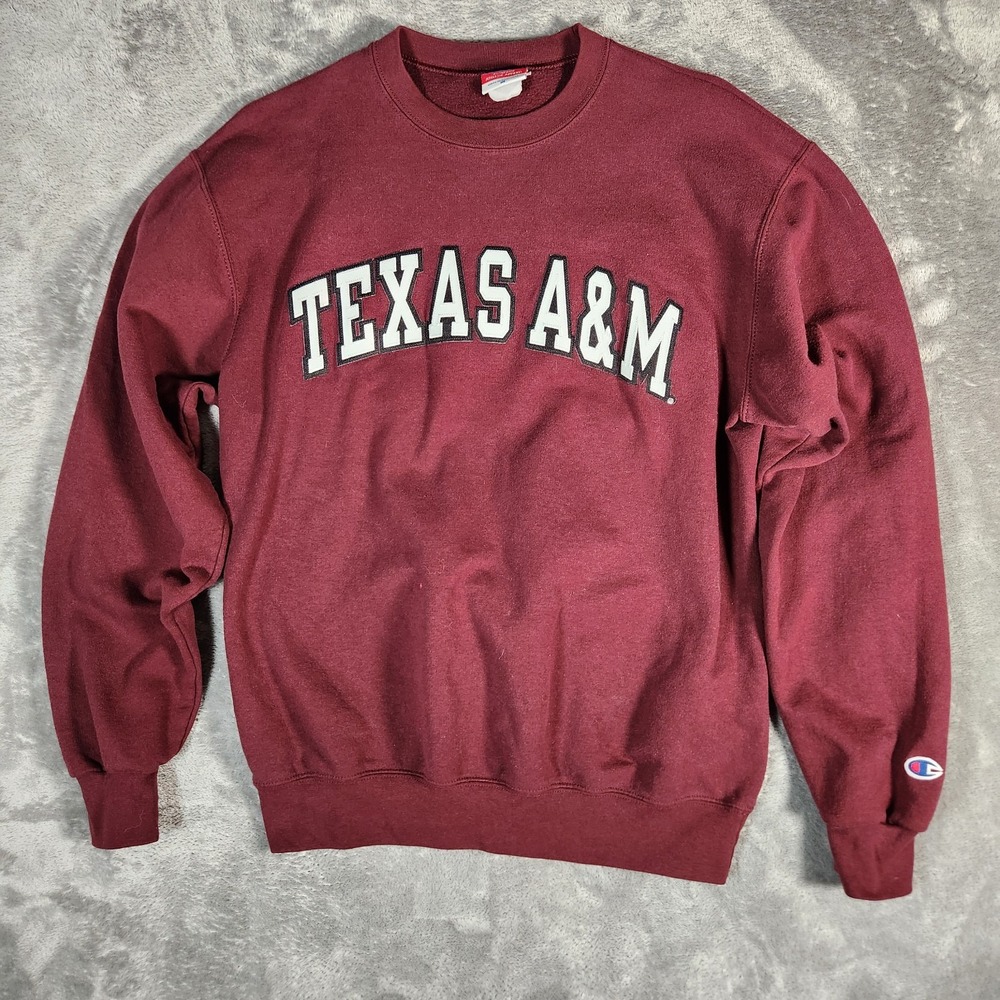 Vintage Champion Texas A&M Sweatshirt Men's Medium‎ Maroon Aggies Embroidered